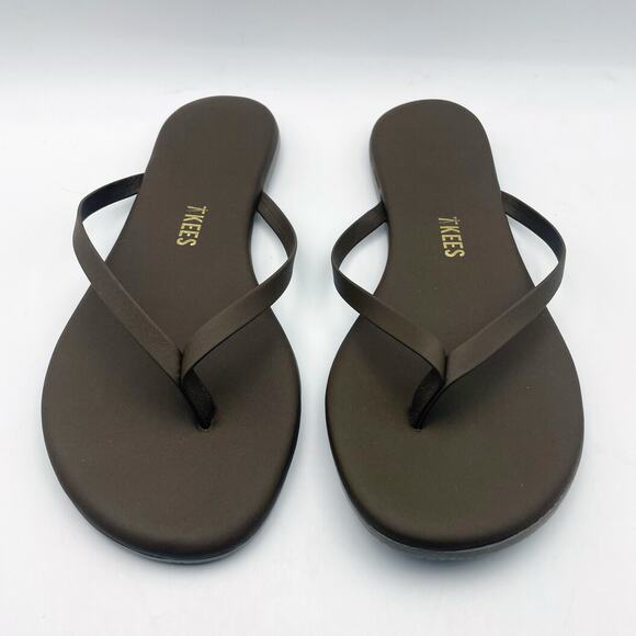 TKEES Womens Lily Square Toe Flip Flop Sandals US 5 B EU 36 Brown Leather NWOB - Picture 8 of 15